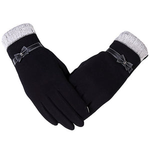 Women Soft Winter Cute Bow Gloves