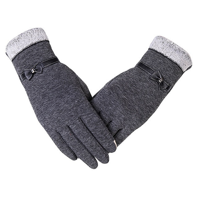 Women Soft Winter Cute Bow Gloves