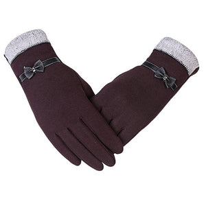 Women Soft Winter Cute Bow Gloves